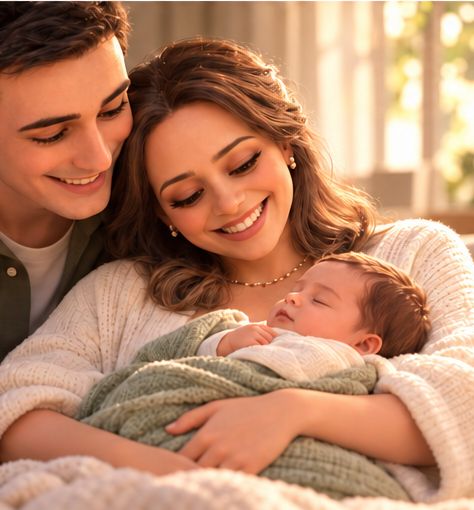 Thiago e Laura com o bebê no colo